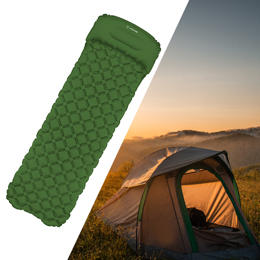 Ultralight Inflatable Mat Tent Sleeping Pad Camping Cushion Air Mattress: Green