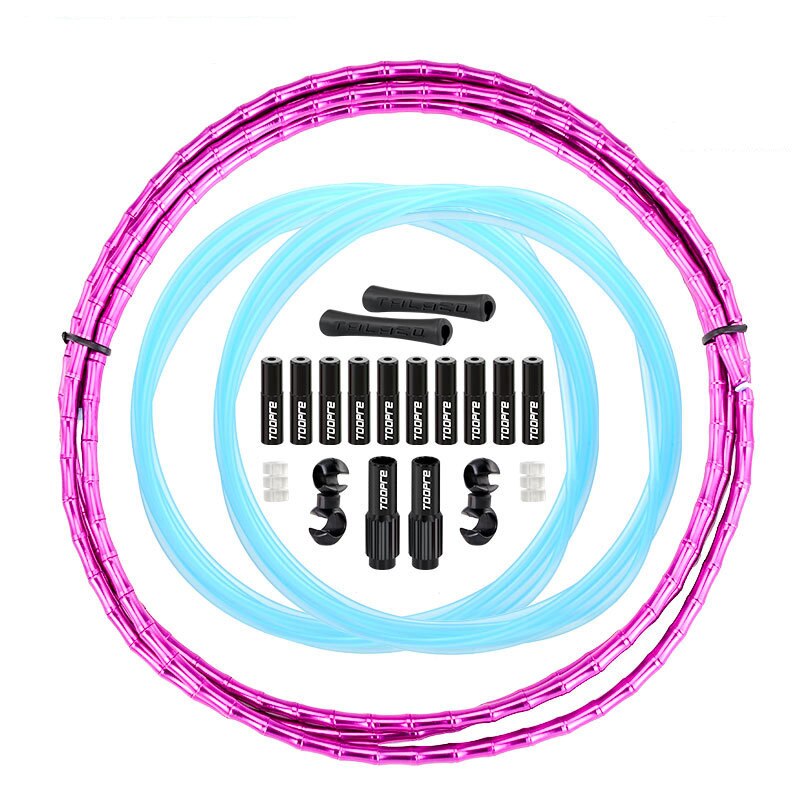 MTB Bike Outer Fishbone Tube Set Variable Speed Brake Cables Aluminium Alloy Road Bicycle Line Pipes Bicycle Brake Shift Parts: Purple.