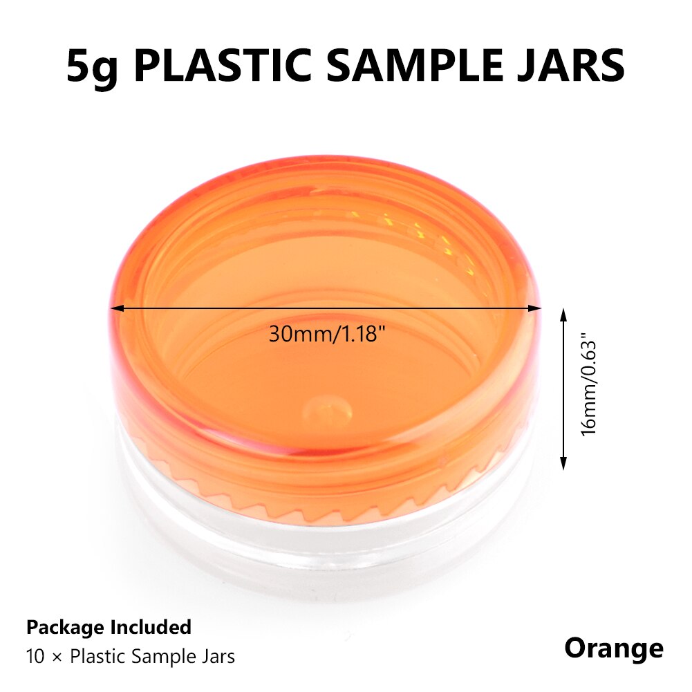 10pcs 3g/5g Empty Plastic Clear Cosmetic Jars Makeup Container Lotion Bottle Vials Face Cream Sample Pots Gel Box Plastic Sample: 5g Orange