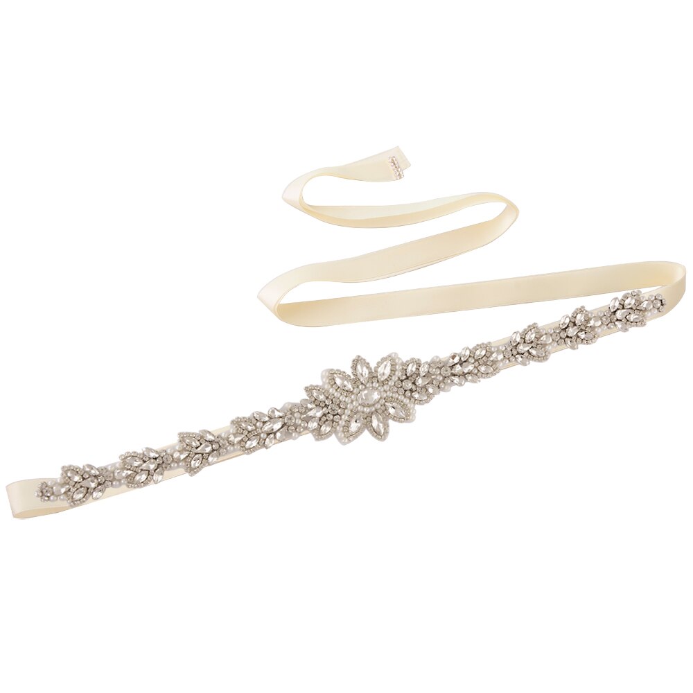 OLOMLB Braut Gürtel Hochzeit Gürtel Strass Silber Diamant Braut Gürtel für Brautkleid Hochzeit Zubehör für Abendkleid Werden: Elfenbein