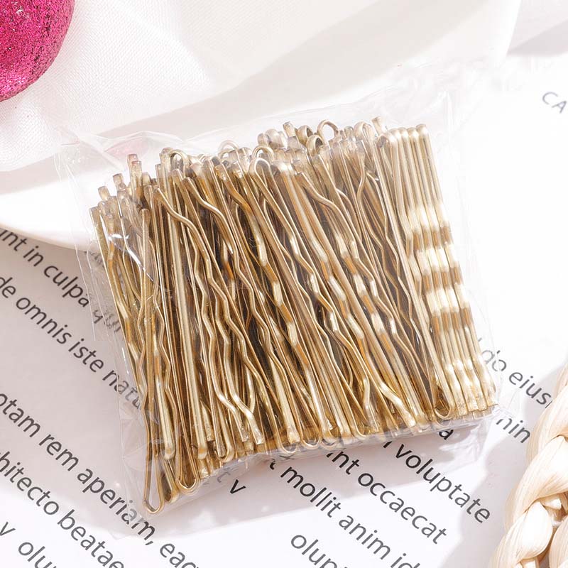 Épingles à cheveux invisibles pour femmes, 4 couleurs, 5cm, 100 pièces/ensemble, barrettes, accessoires: gold