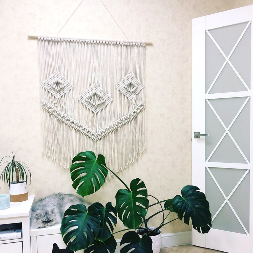 Rainbow Macrame Hand Woven Hanging Bohemian Geometric Tapestry Art Beautiful Home Living Room Decoration Pendant wall tapestry