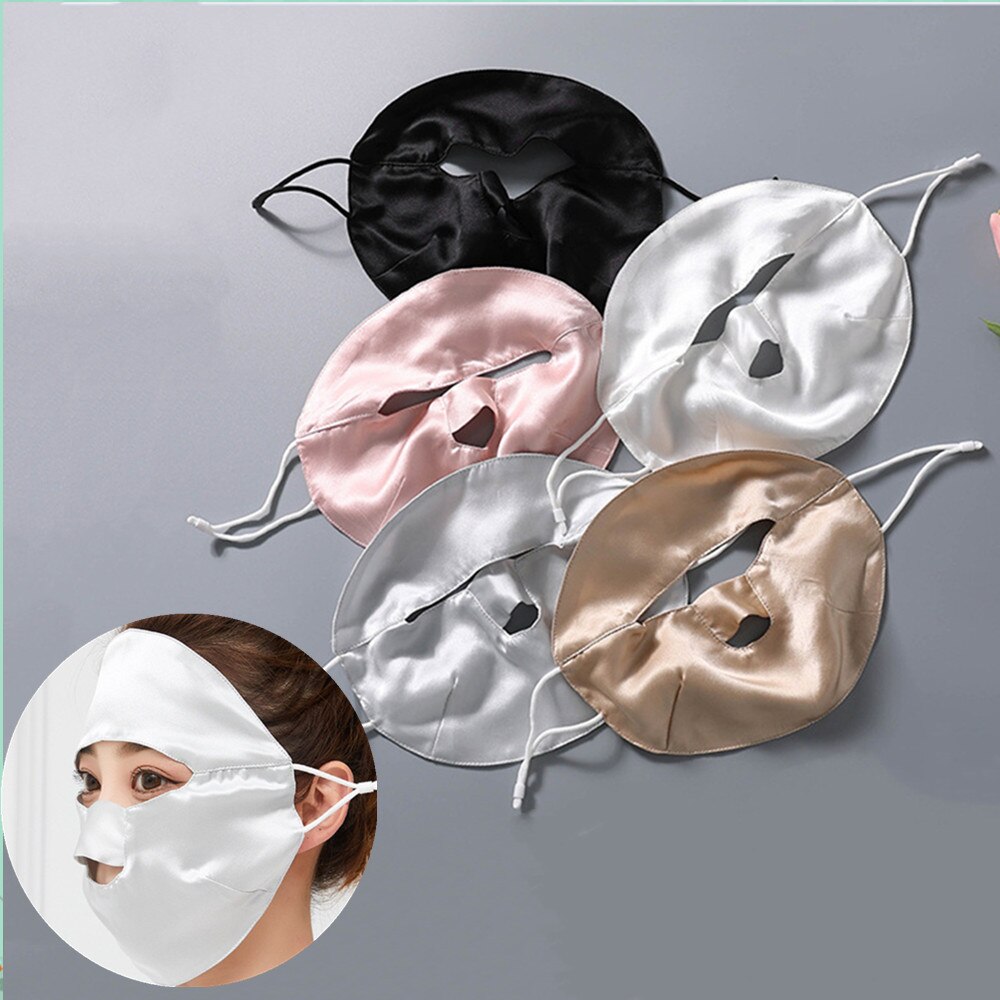 100% Zijde Gezichtsmasker Uv Bescherming Lente Zomer Wind Outdoor Maskers Elastische Fit En Ademend Volledige Gezicht Een Stuk Gezicht shield
