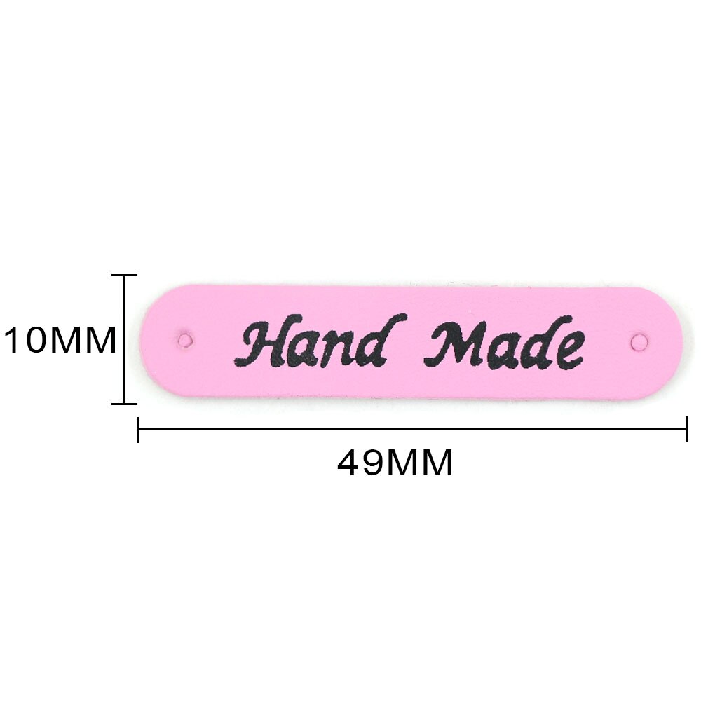 50 st 49 x 10mm handgjorda etiketter handgjorda etiketter syntetiskt pu läder tag diy handarbete lapptäcke sy på etikett för klädväskor hatt