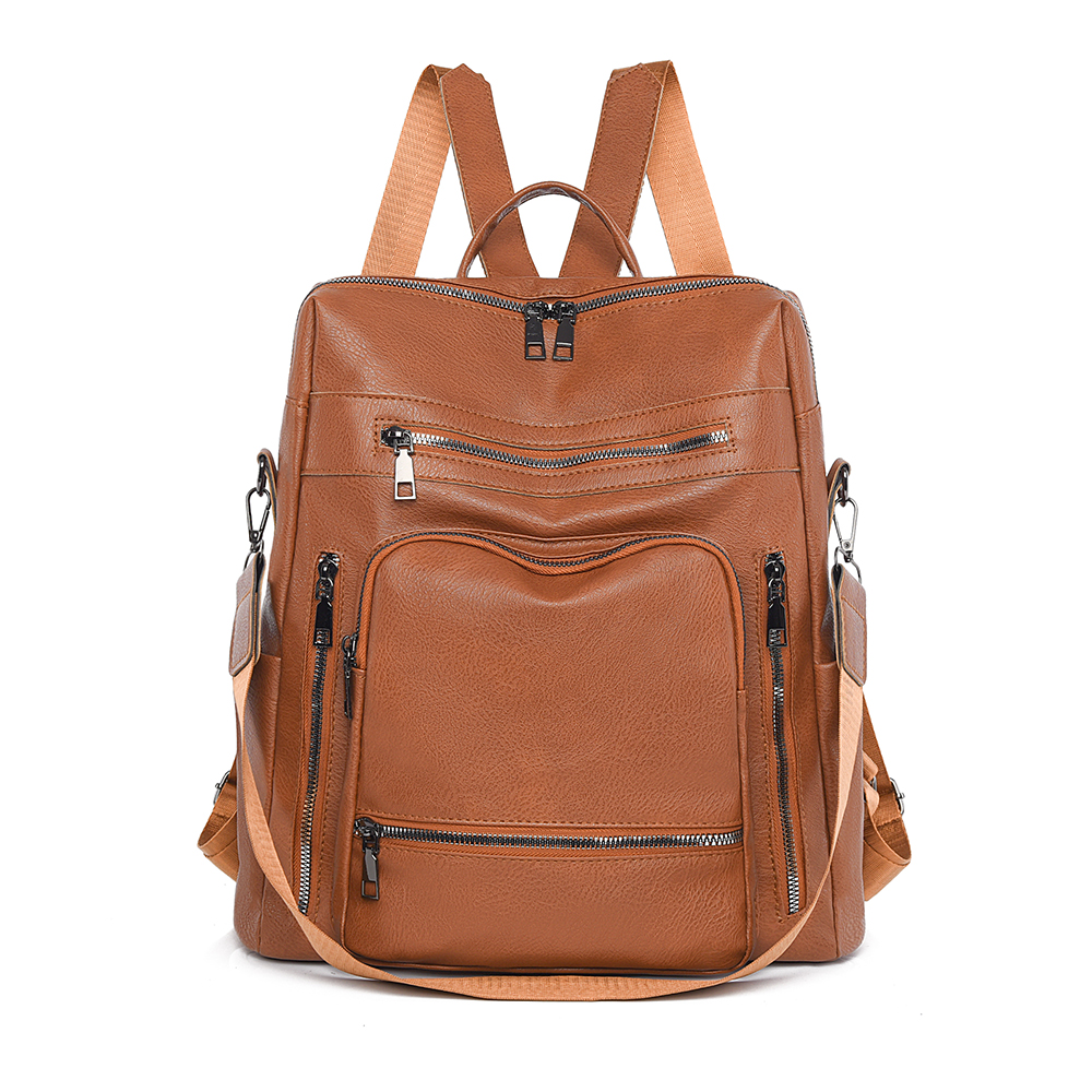Mochila clásica de cuero de para mujer, mochila de viaje de lujo de Color sólido 2025, Mochilas escolares informales para niñas, Mochilas femeninas: Azul cielo