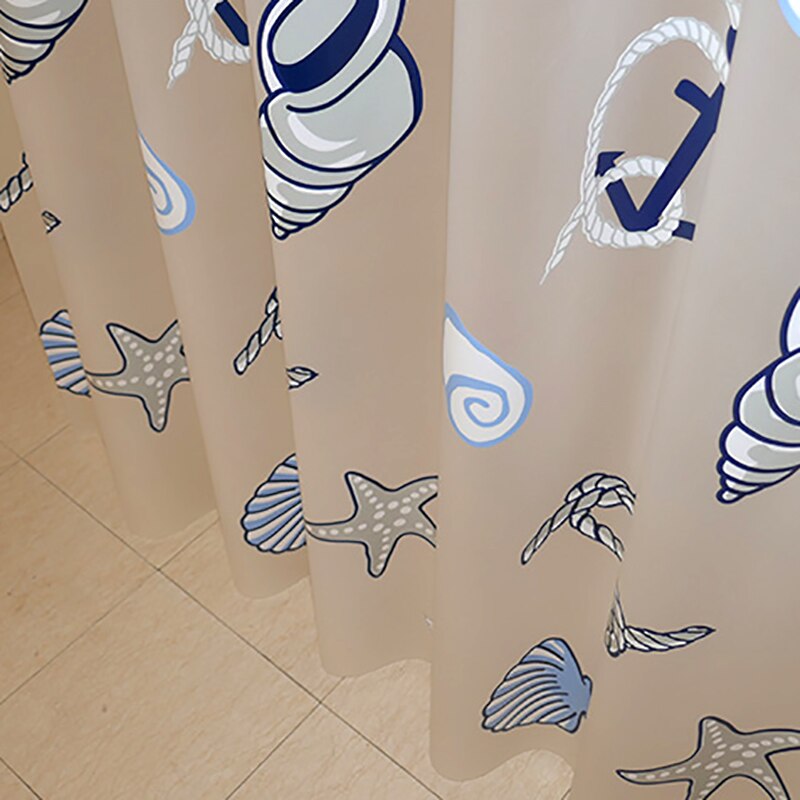 Transparante Douchegordijnen PEVA Cartoon Shell Zeester Gedrukt Plastic Waterdichte Moldproof Home Hotel Badkamer Decor