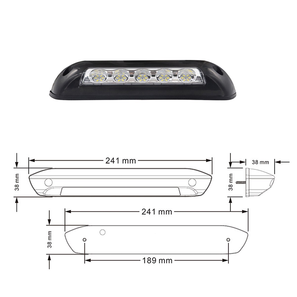 Auvent de camping-car 12V 24V 8W RV | Luminaire de porche, étanche, lampes murales intérieures de caravane camping-car, barre lumineuse, lampe extérieure de camping-car: Black