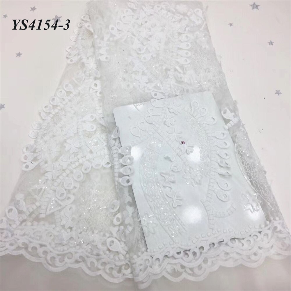 Rent vitt transparent meshtyg mycket vackert bröllopstyg för franska kvinnor 5 yards