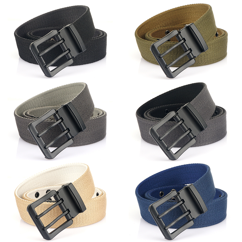 Vintage Reversible Belt For Men Double Needle Alloy Buckle Soft Tough Canvas Belt 38mm Adjustable Work Girdle Male Accessories