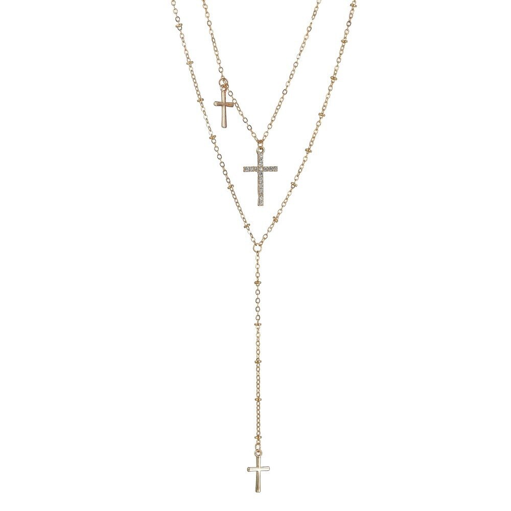 Vintage Sieraden Legering Kristallen Kruis Hanger Ketting Geometry Charm Ketting Cadeau Voor Vrouwen Meisje X016