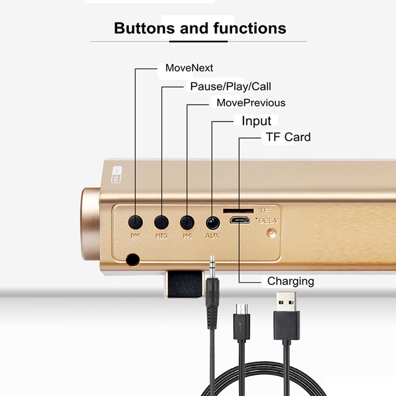 VTIN Drahtlose Bluetooth Lautsprecher 4,2 SoundBar Fernbedienung TF Karte TV praktisch Tablette umgeben Klang System TV Lautsprecher 3 Farben