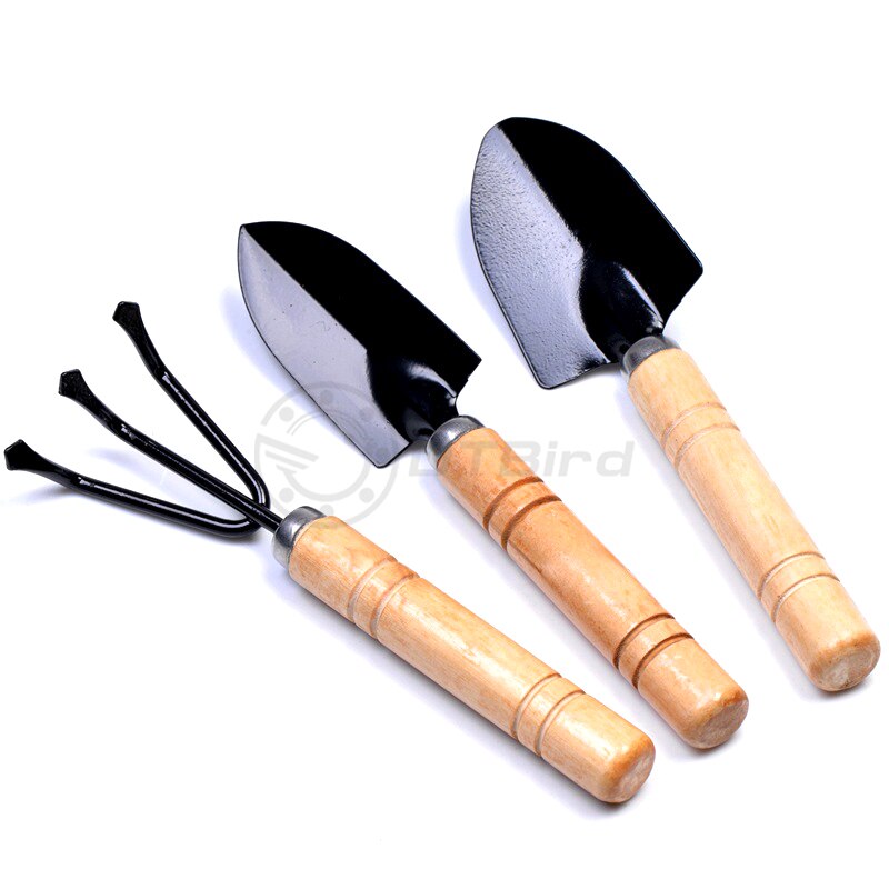 3Pcs Mini Schop Hark Set Mini Tuin Gereedschap Bonsai Gereedschap Set Houten Handvat Metal Head Schop Voor Bloemen Ingemaakte planten DT6: B Style