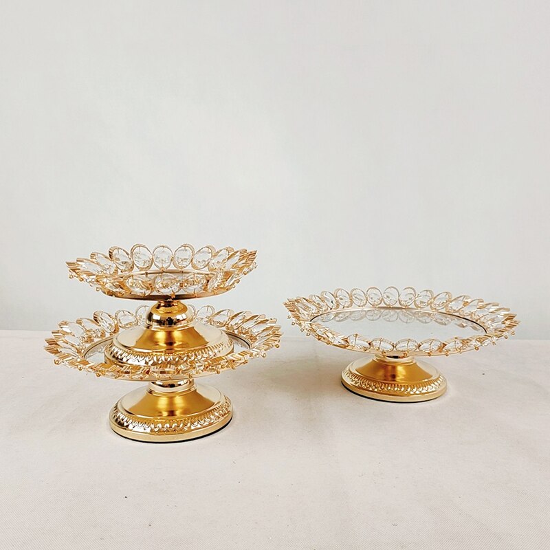 1pcs 8inch 10inch 12inch 14inch Crystal Gold Plated Cheese Dessert Cupcake Cake Stand