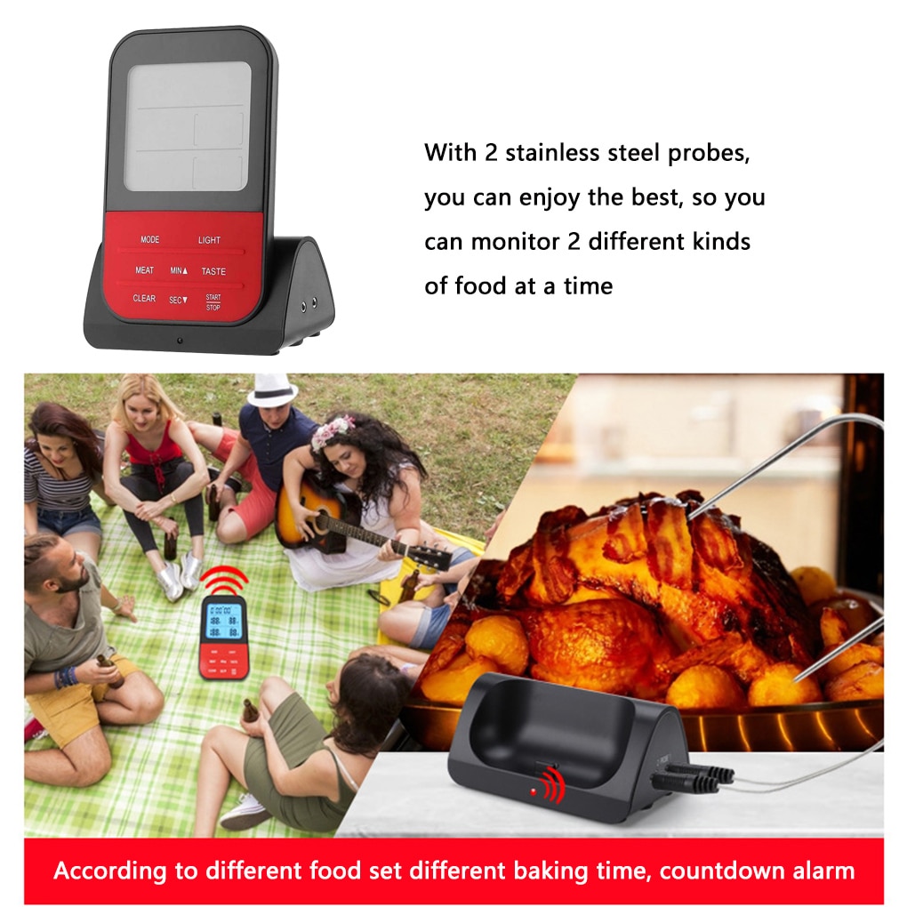 Trådlös vattentät grilltermometer digital matlagning kött mat köksugn grilltermometer med timerfunktion