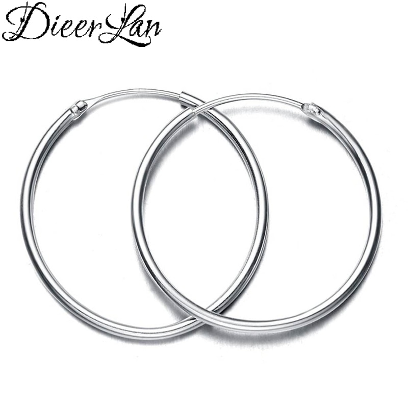 Dieerlan Trendy 925 Sterling Zilveren Sieraden Grote Grote Cirkel Ronde Hoop Oorbellen Voor Vrouwen Wedding Verklaring Brincos Pendientes