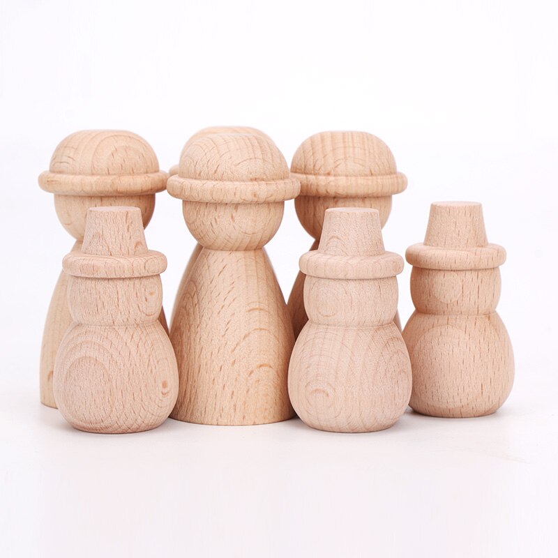 3pcs Beech Wooden Dolls Handmade Painting Loose Parts DIY Painting Wood Honeycomb Mushrooms Cones Droplets Acorns Toy