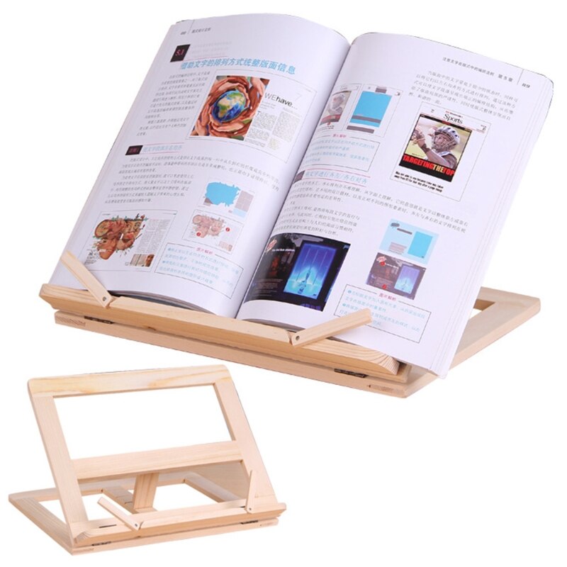 Houten Cook Book Stand Reading Boek Recept Houder Met Pagina Papier Clips Opvouwbare Station Voor Tablets Mobiele Telefoons
