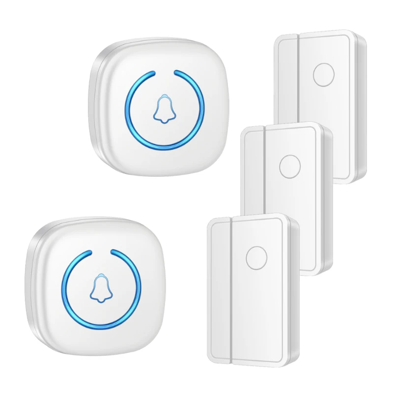 CACAZI Door Sensor Chime for Door Opens Outdoor Split Sensor Doorbell Adjustable 60 Ringtones LED Indicators Entry Alert Chime: Gold / EU