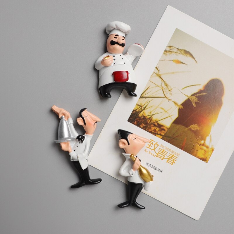 Cute 3D Fridge Magnets Kawaii Chef Cartoon Refrigerator Stickers Small Cook Resin Magnetic Fridge Magnet For Home Kitchen Decor
