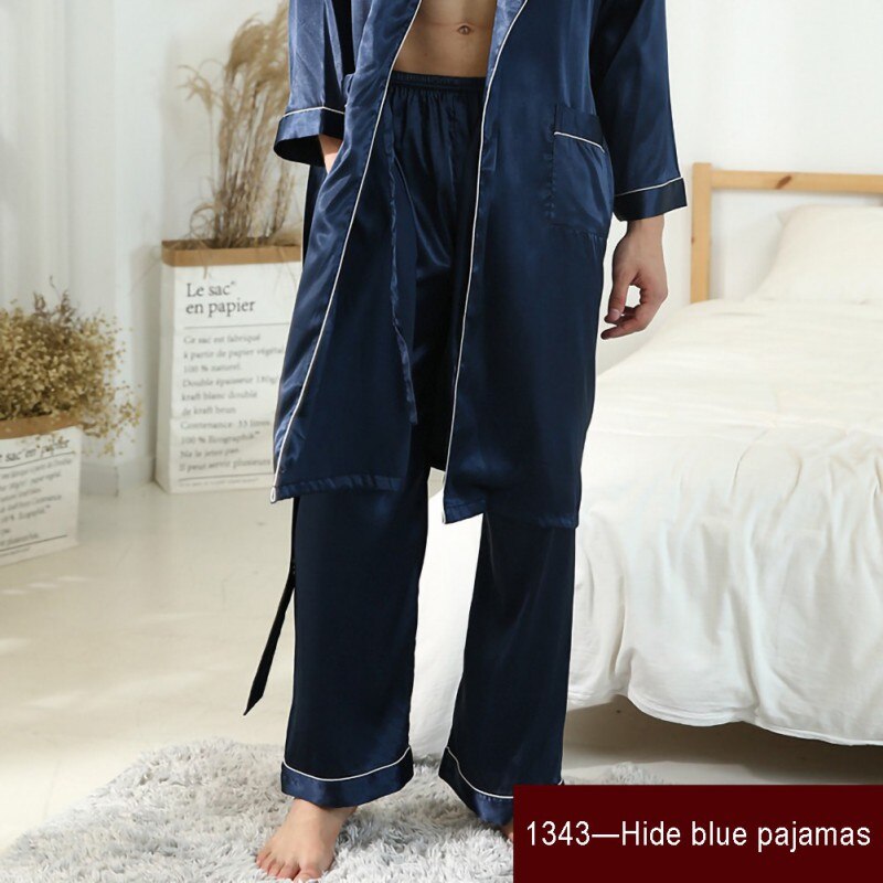 Mannen Pyjama Zijde Toevallige Slaap Bodems Losse Homewear Broek Thuis Broek Heren Nachtkleding Broek