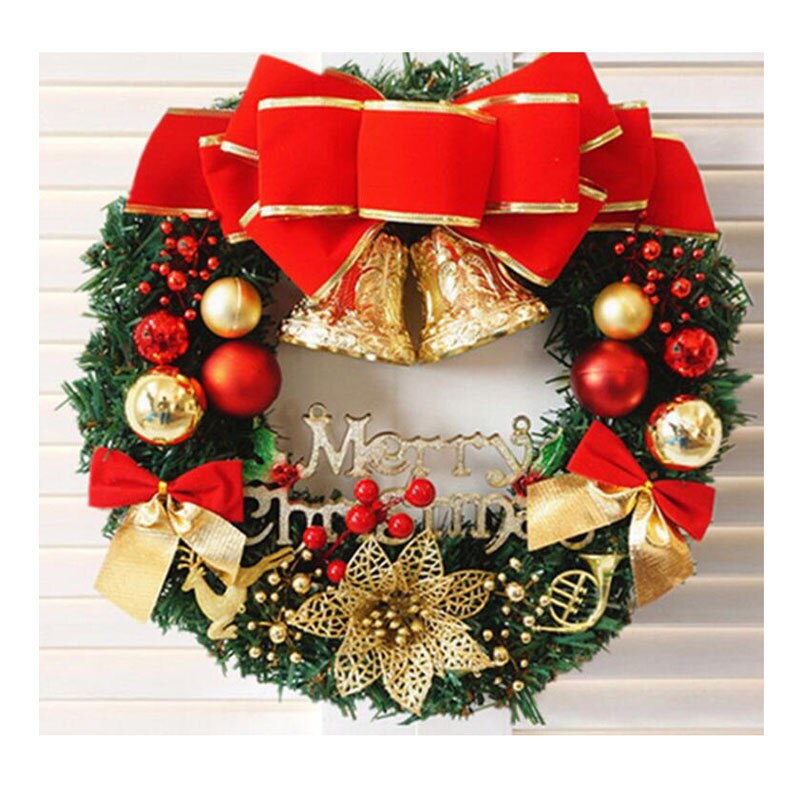 30/40Cm Kerst Krans Met Boog Decoratie Deur Opknoping Rotan Ornament Garland Xmas Decoraties Voor Huis: 6 / 30cm