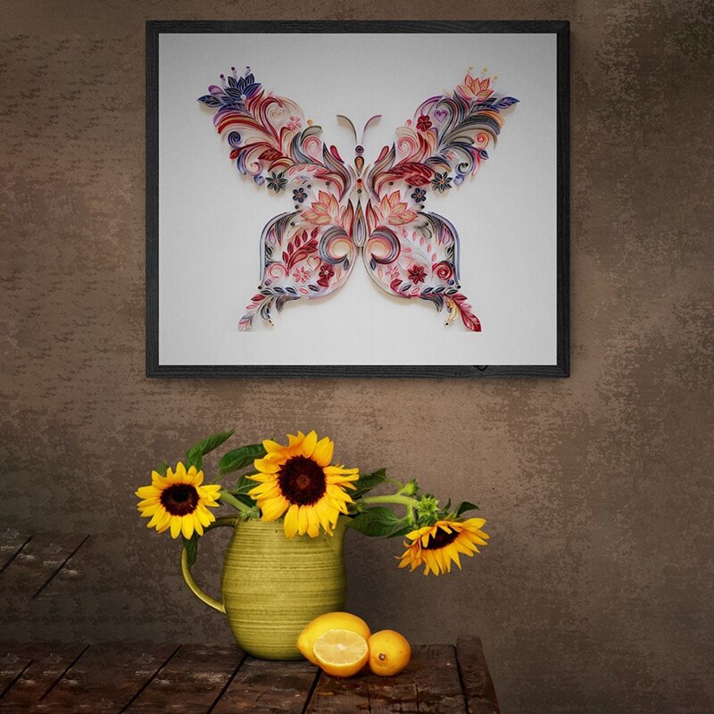 Quilted Paper Painting Handmade Crafts A4 Paper DIY Butterfly Craft Paper Flower and Butterfly Decoration Set