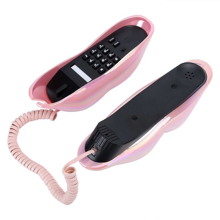 Fashionable Funny Lip Shaped Telephone Desktop Corded Fixed Telephone Landline Phone Mouth Telephone for Home Hotel Office Use