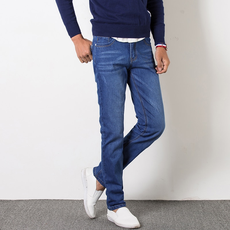 Fyra säsonger stil herr casual slim fit byxor herr jeans klassiska denim skinny jeans herr