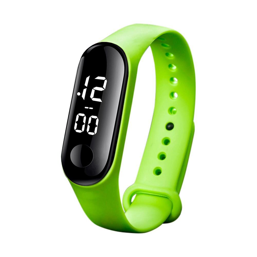 Montre numérique de luxe en Silicone, écran tactile, lumière blanche, étanche 50M, pour hommes et femmes, avec cadran haute définition, personnelle, LED: Green