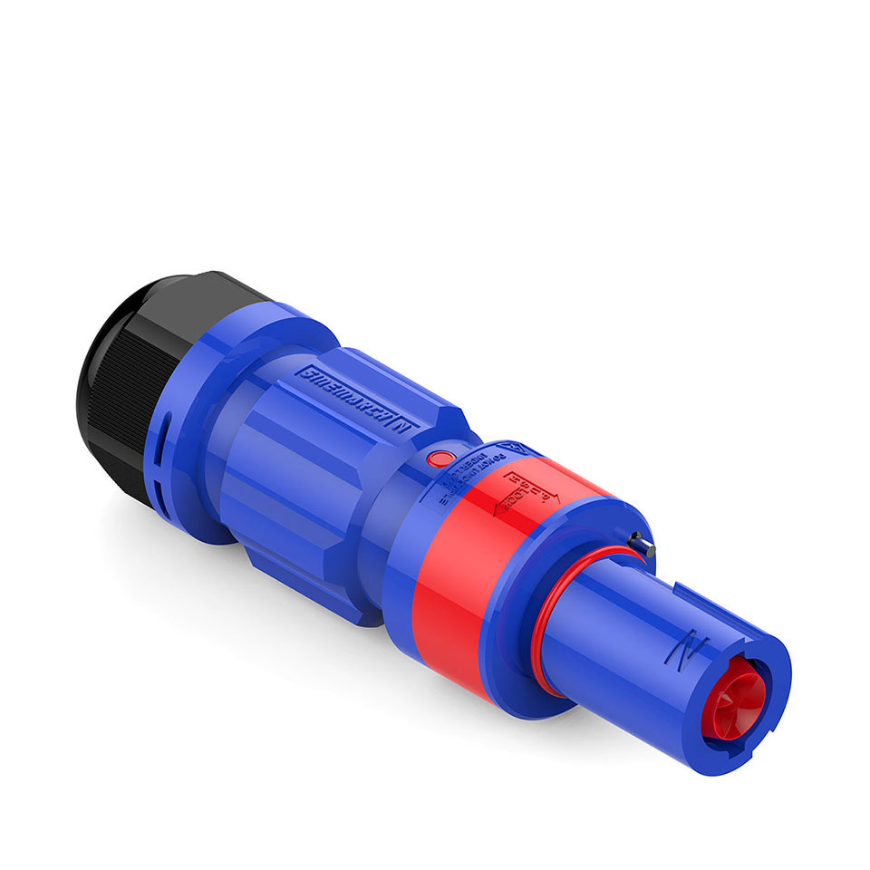 Powerart 400 -Ampere-inline-buchse, einpoliger netzstecker, kompatibel mit powerlock: Blau