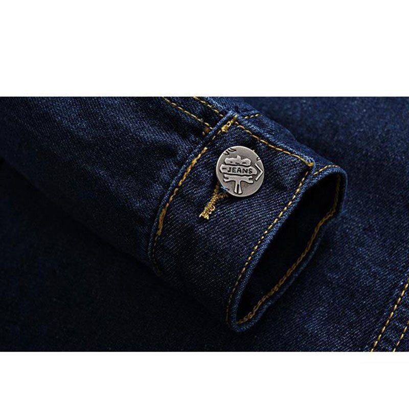 Spring Autumn Men Denim Jacket Jean Button Opening Slim Tops Stylish Simplicity Dark Blue Male Outerwear Clothing