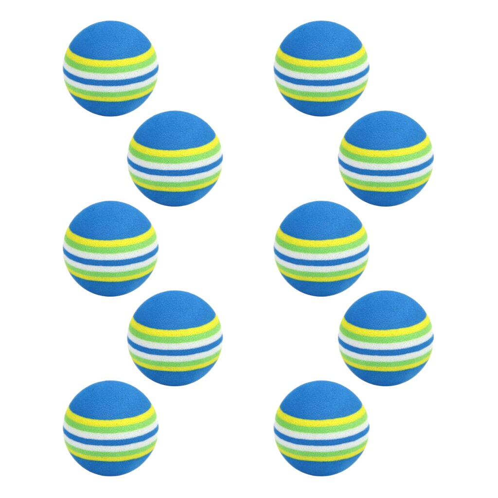 Pelotas de entrenamiento de goma EVA para principiantes, pelota suave de 42mm con rayas de arcoíris, palo de Golf, 10 piezas