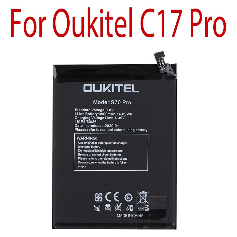 100% Original Oukitel C17 Pro Battery High Capacity 3900mAh Battery Backup Replacement for Oukitel S70 Pro Smart Phone