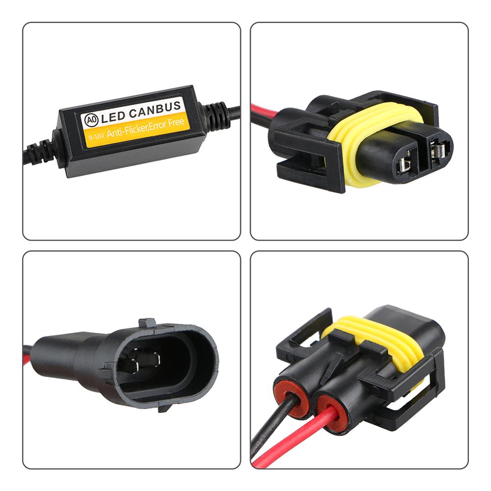 2x H11 faro LED Canbus Anti parpadeo libre de Error cancelador de resistencia decodificador Canbus cableado adaptador de descodificador arnés luz Decod