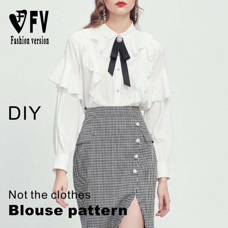 style women's ruffled long-sleeved shirt pattern clothing cutting drawings 1:1 pattern physical BCY-157