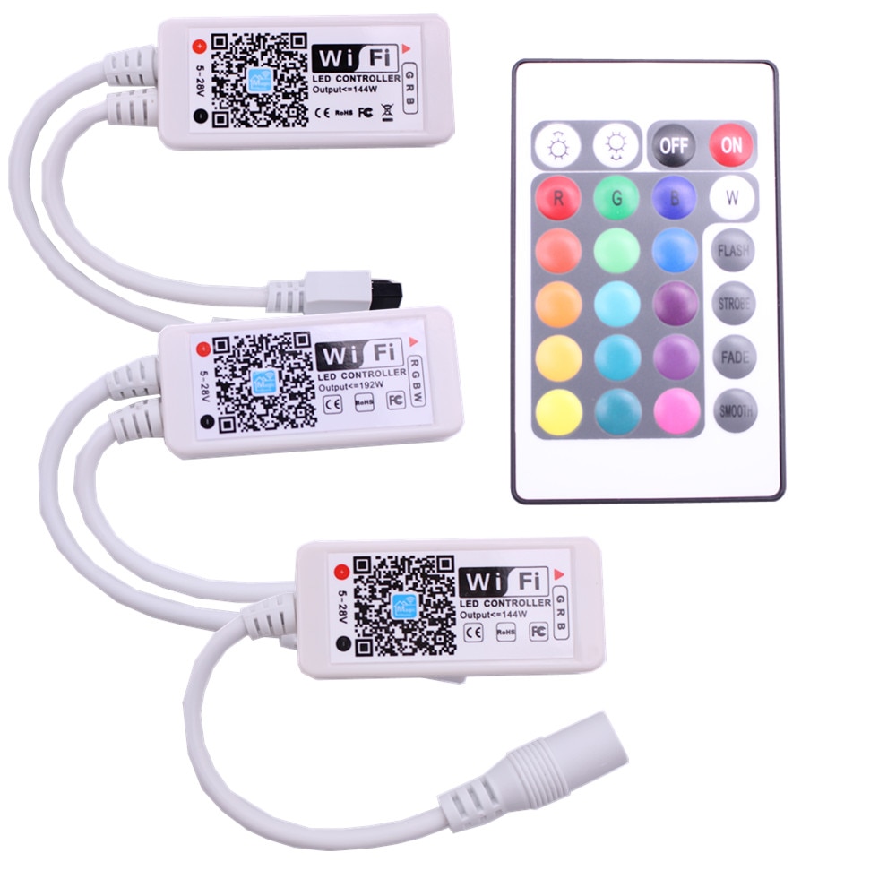 Wifi RGB/RGBW LED Controller Mini DC12V Met RF IR 24Key Afstandsbediening Voor RGB/RGBW LED Strip 5050 3528 RGB RGBW Lichten