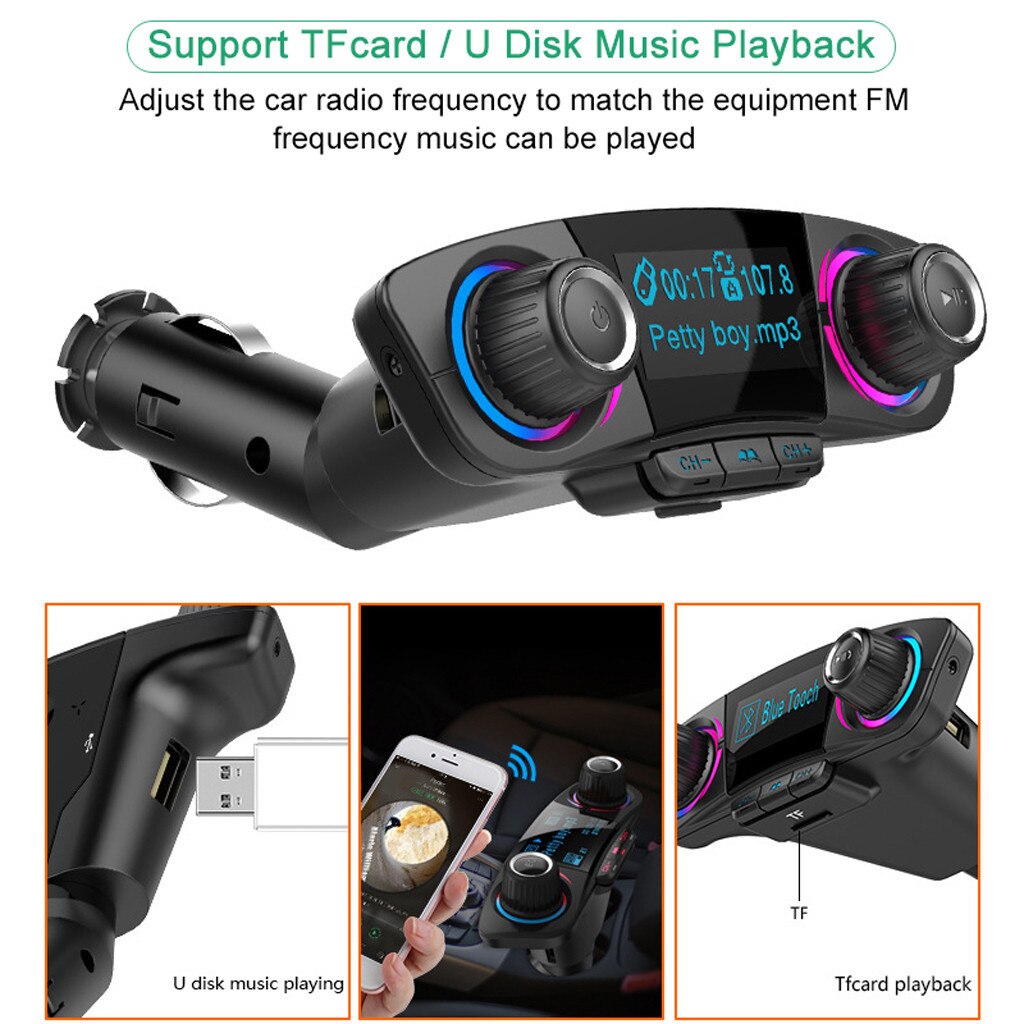 Auto Mp3 Speler Bluetooth Draadloze Fm-zender Handsfree Radio Music Player Usb Mp3 Auto Fm Lcd Display Auto 'S