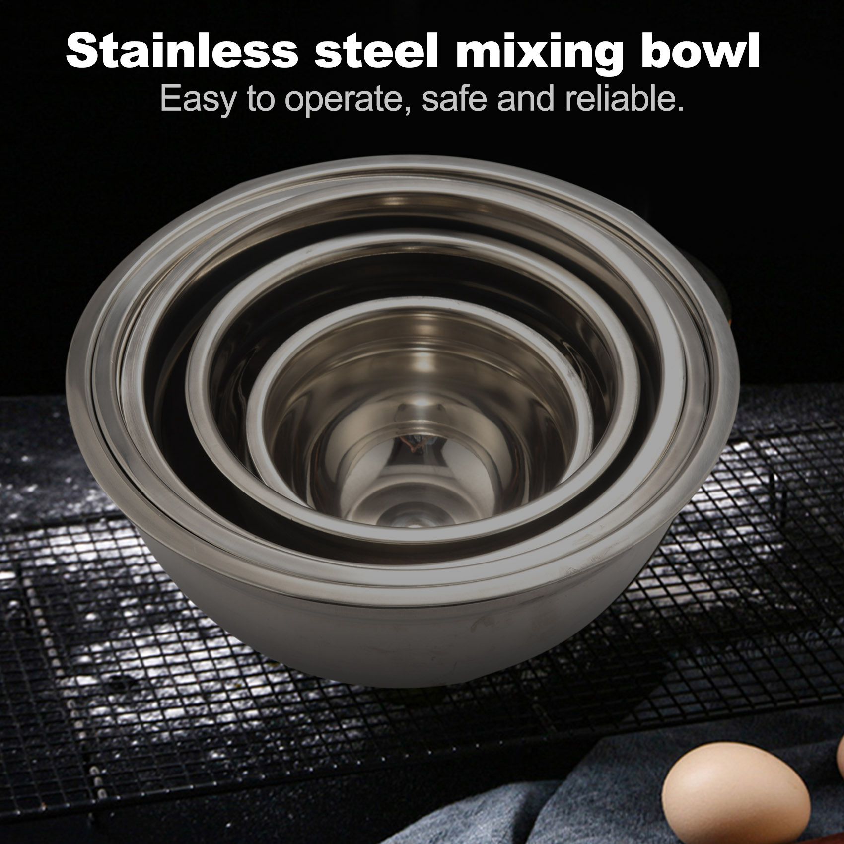 BSEVB-Stainless Steel Mixing Bowl (Set Of 5) Fruit Salad Bowl Storage Bowl Set Kitchen Salad Bowl