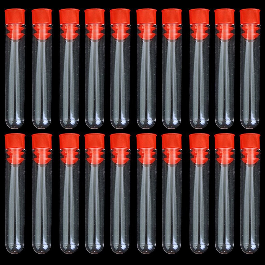 20 Pcs 12 x 60 mm Non-Completed Plastic Test Tubes Lab Test Tool With Screw Cap