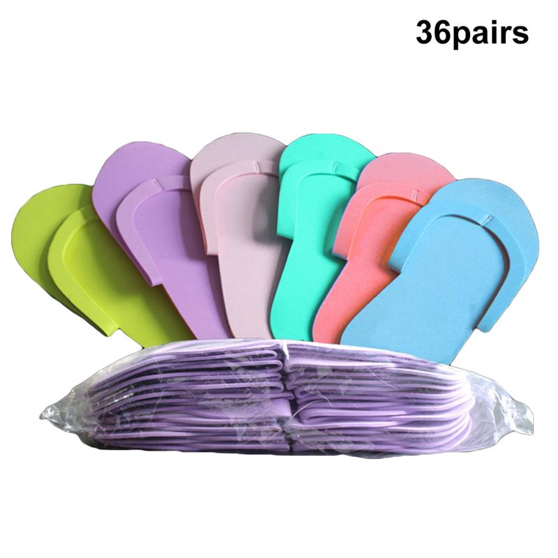 36 Pairs Disposable Foam Pedicure Slippper Foam Slippers for Salon Spa Pedicure (Random Color)