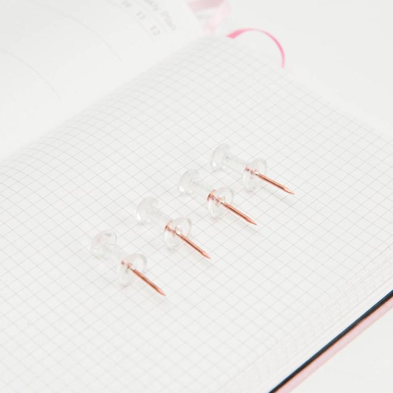 100 Pcs Transparent Push Pins Thumbtacks Rose Gold Board Supplies Office School Thumbtack Cute Point Steel Bulletin Decorat A5Z0