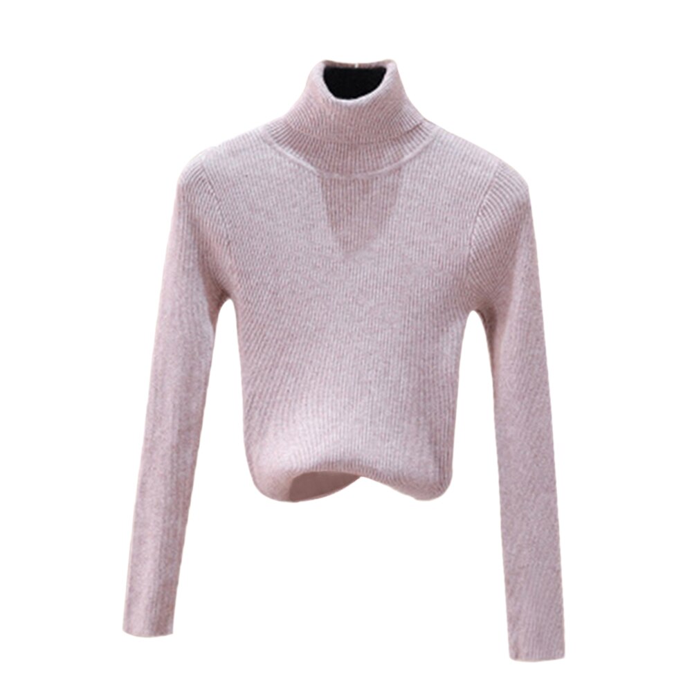 Muyogrt kvinnor baströjor höst vinter toppar slim fit dam pullover solid stickad tröja tröja mjuk varm pull femme: Kaki