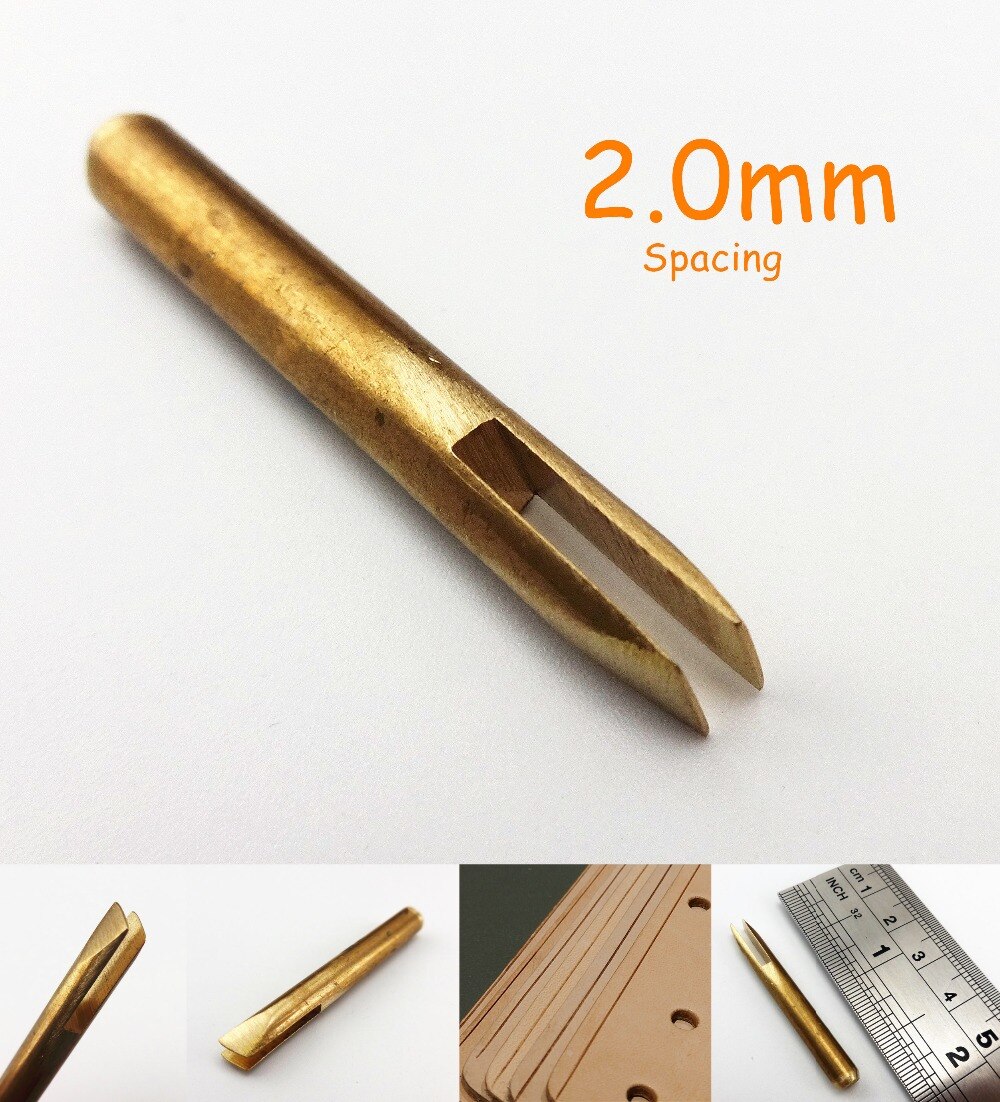 1pc 2mm lær håndverkskanter av messing rynkepresslinje elektrisk loddejern spissverktøy - stemplingskniv kutter punch meisel egger