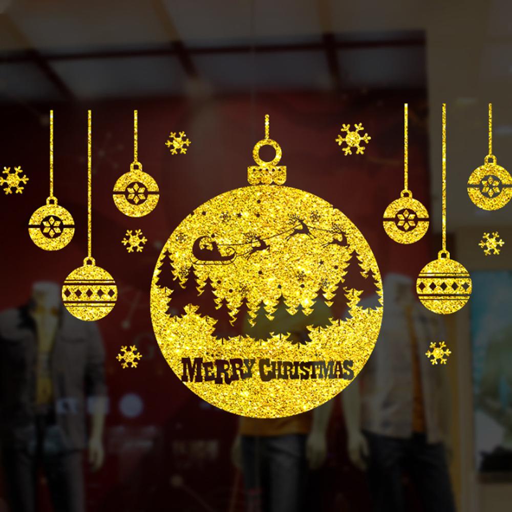 Merry Christmas Wall Stickers Reindeer Window Glass Wall Decals Sticker Home Decoration Murals