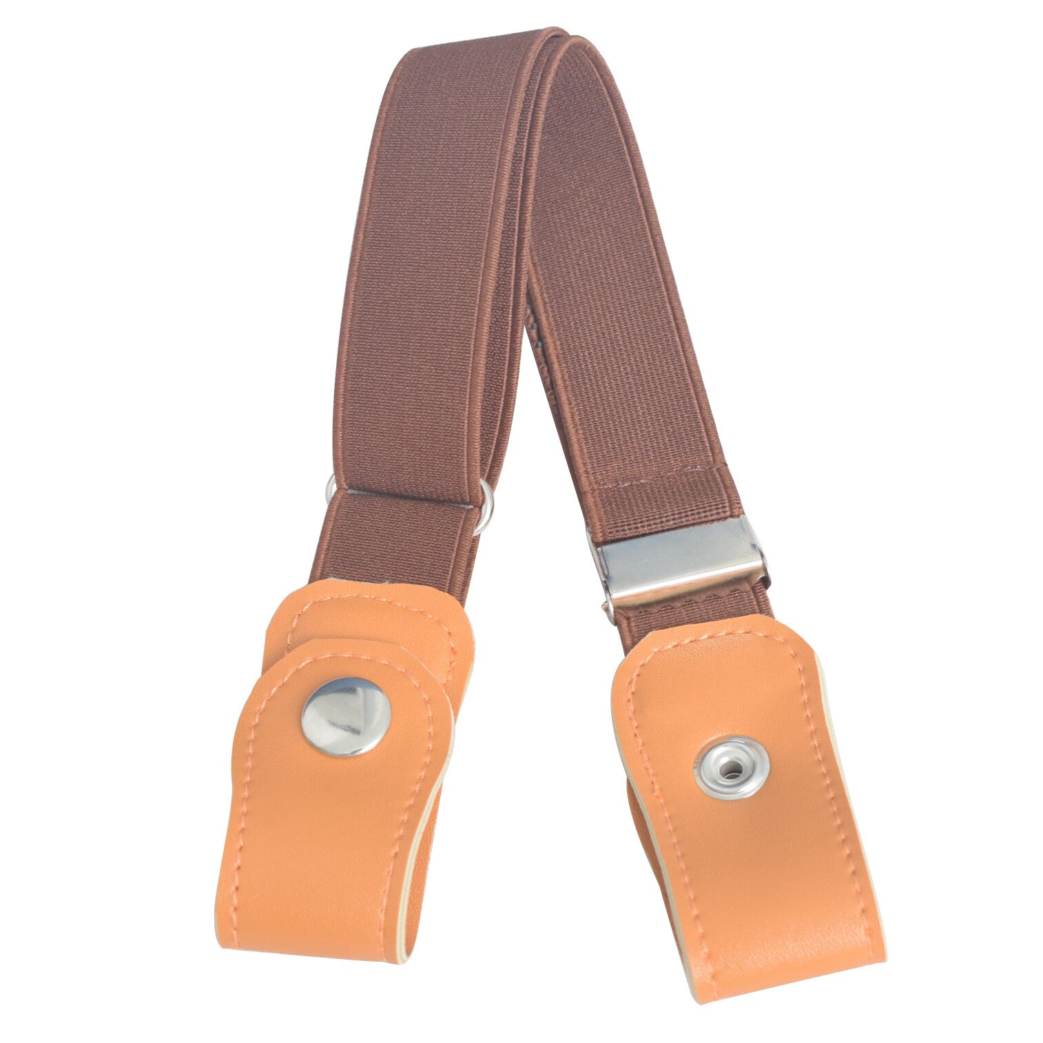 Cinturón de cuero de Pu único para niños y niñas sin hebilla sin cinturón elástico Ajustable: brown