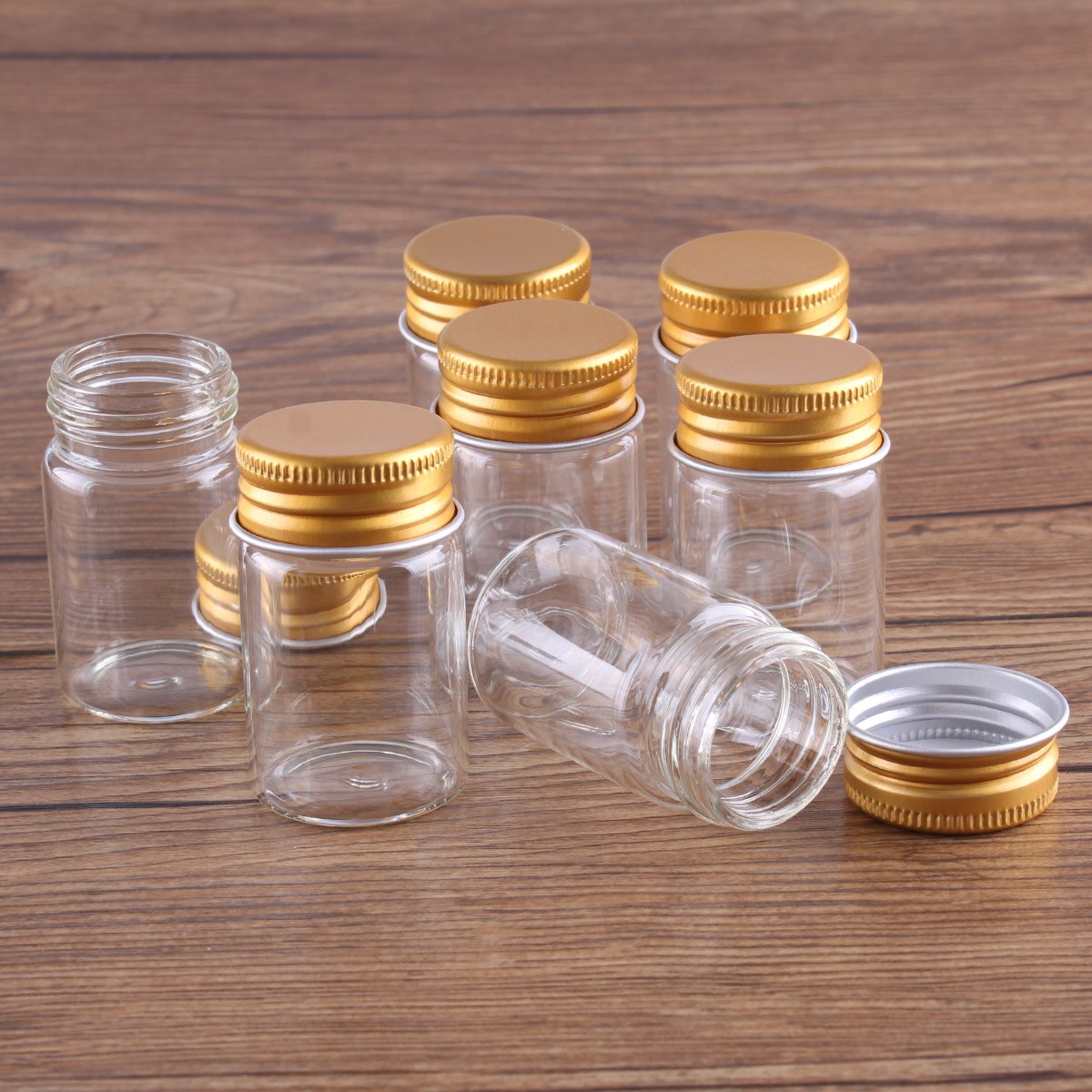 24 pieces 20ml 30*50mm Glass Bottles with Golden Aluminum Caps Small Glass Jars Glass Vials for Wedding Crafts