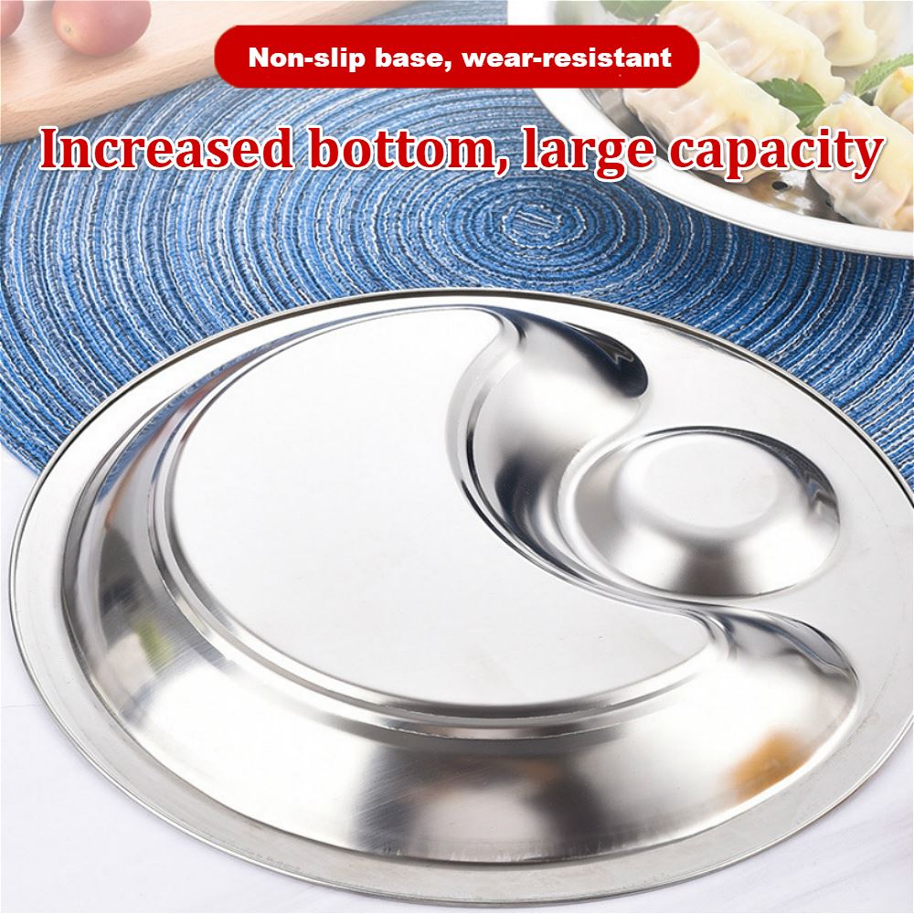 Thick Stainless Steel Vinegar Dish Dumpling Plate Drain Double Tray Fruit Tray Serving Platter Portion Dish Kitchen Tool