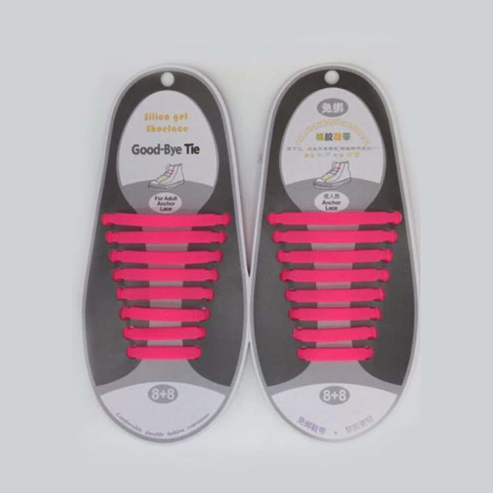 Silikone snørebånd elastisk uden bindesko snørebånd til børn og voksne snørebånd gummi zapatillas sneakers hurtige snørebånd tilbehør: Lyserød