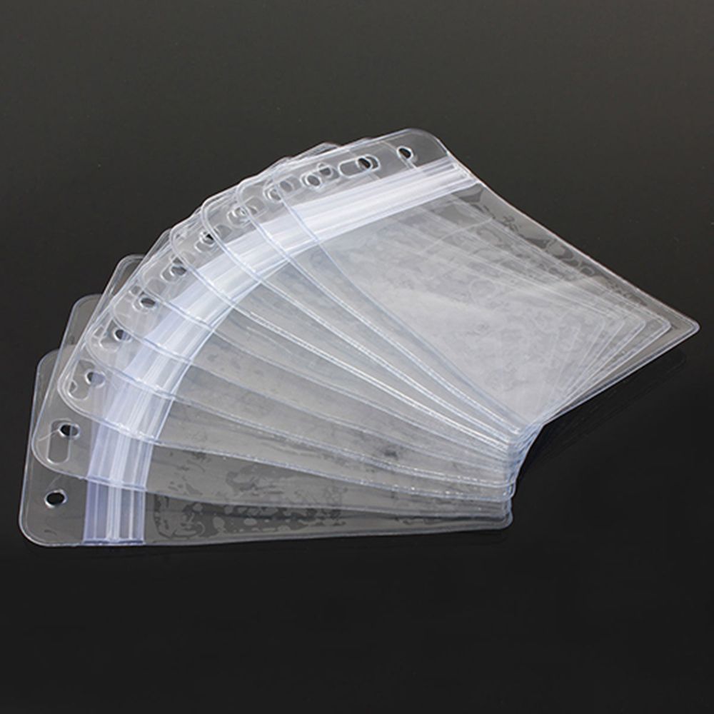 10Pcs/Set Vertical Transparent Vinyl Plastic Clears ID Card Badge Holder Accessories Good