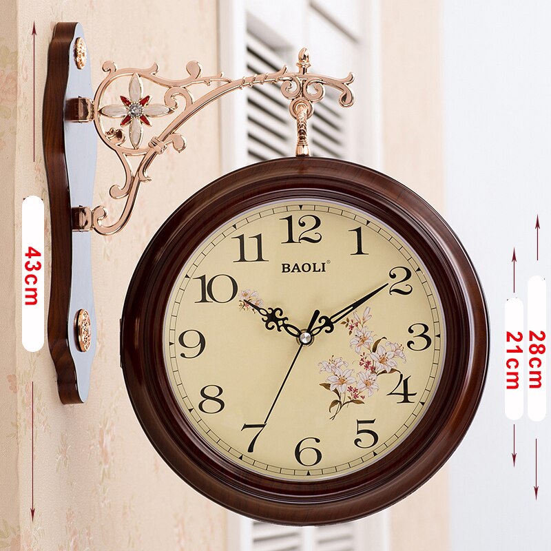 Reloj de pared grande de doble cara, reloj de pared Vintage, mecanismo de relojes digitales, moderno, accesorios de decoración del hogar: clock 3